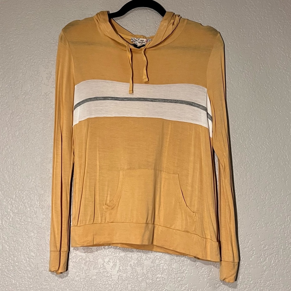 Pink Republic Small Yellow Lightweight Long Sleeve Shirt with a Hood